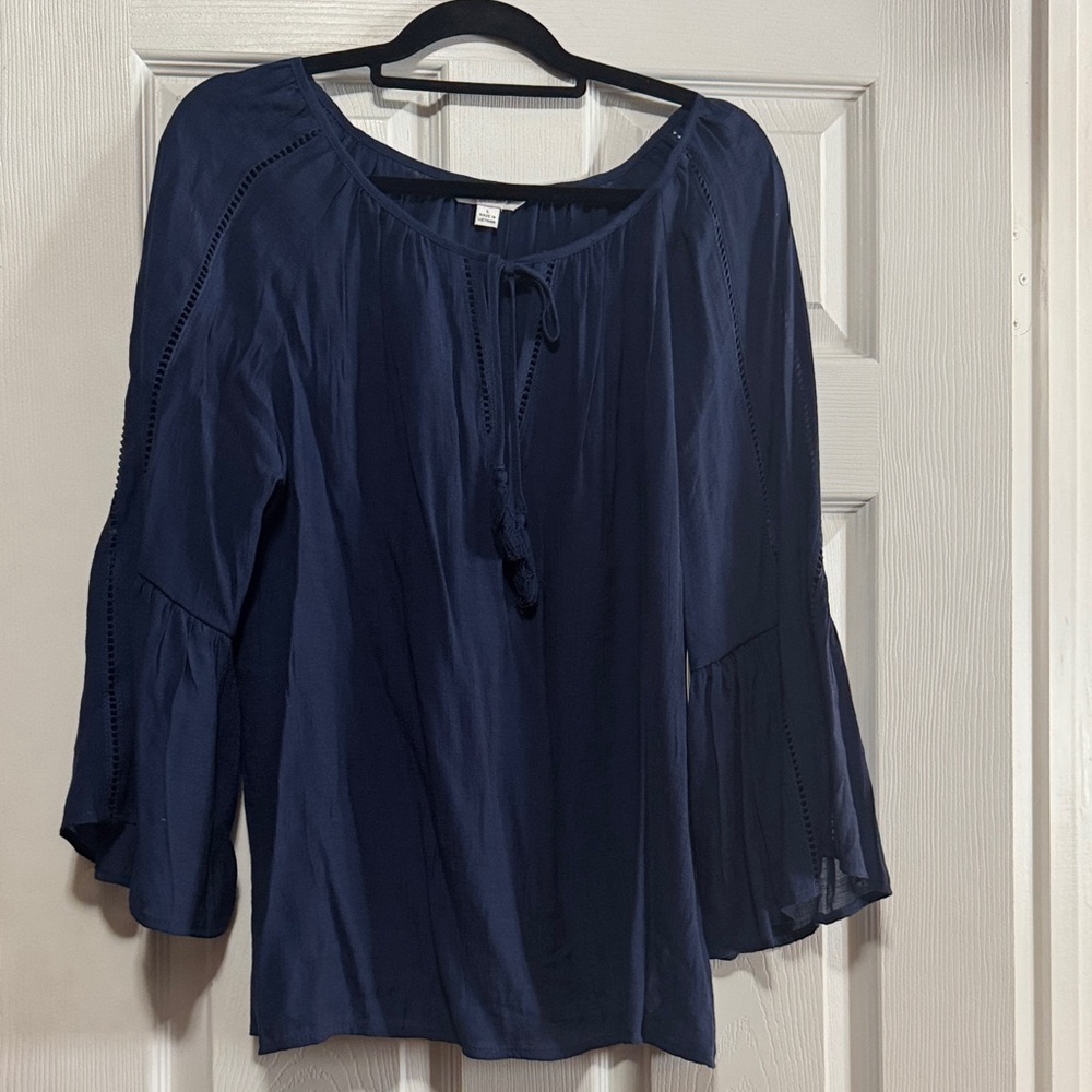 Counterparts Navy Blouse with Tie Detail